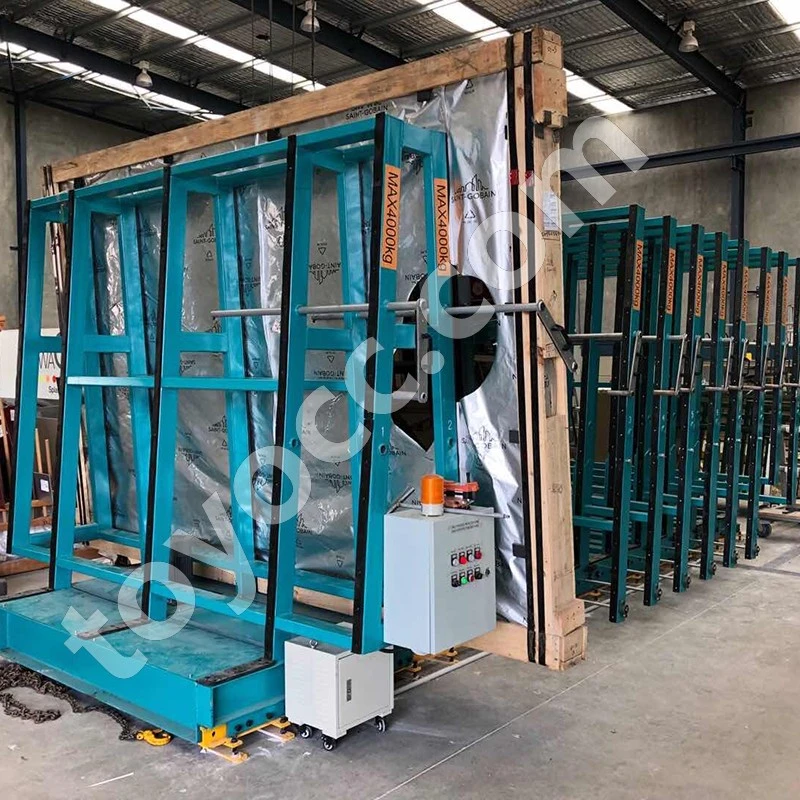 Vertical Racks Movable Glass Storage Transportation System for Glass Warehouse Factory with Remote Control