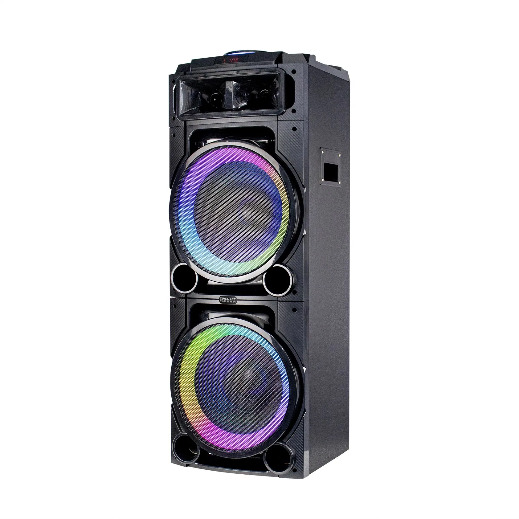 Temeisheng Circle Light Dual 10inch OEM Factory Outdoor Party Bluetooth Altavoz de madera