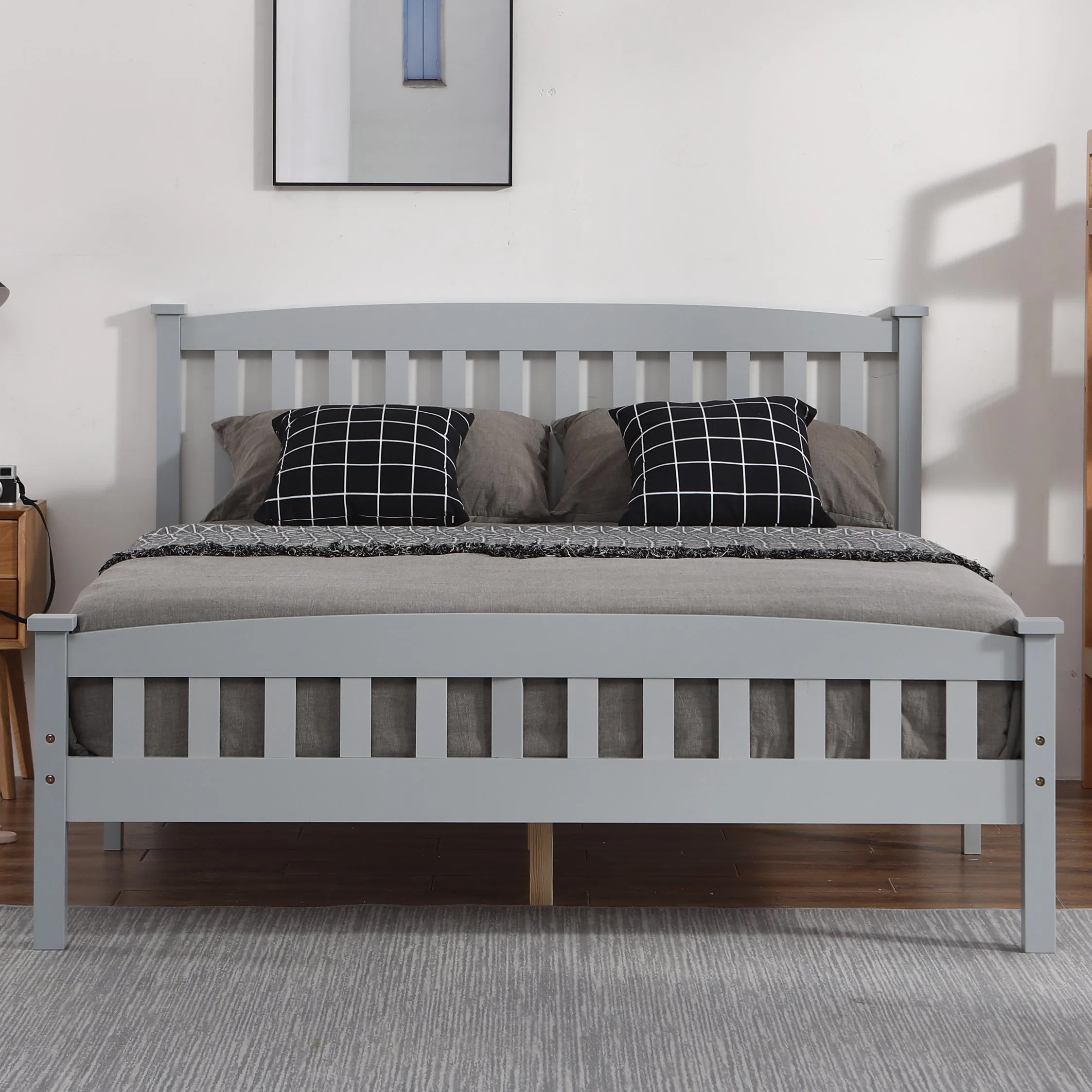 Bedroom Furniture Wooden Pine Bed Grey Queen1530*2030