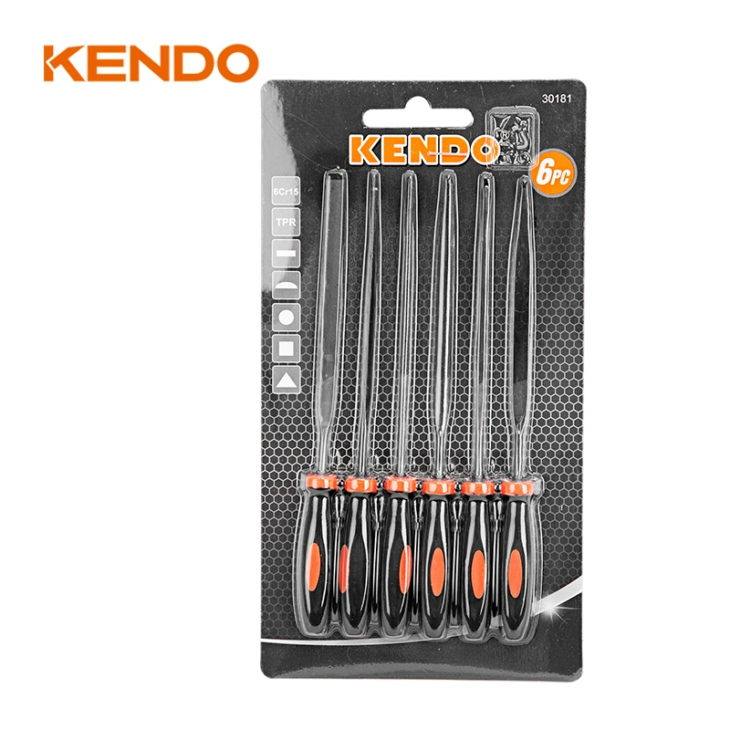 Kendo 6PC 140mm Gcr15 Bearing Steel Needle File Set Include Square Triangular Round and Half-Round File