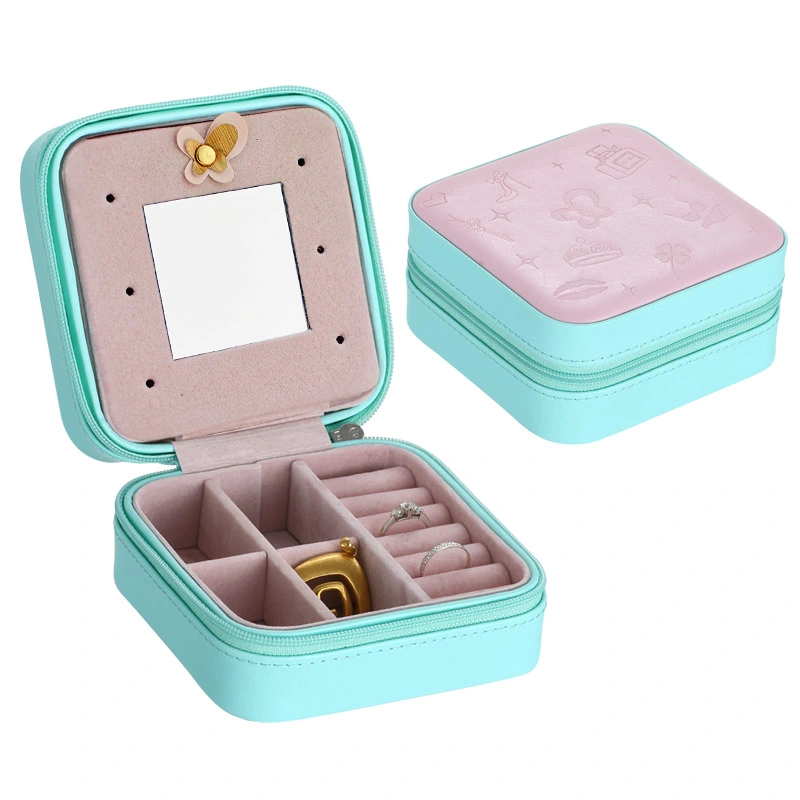 Factory Custom-Made Colorful Print Earring PU Storage Box with Decorations