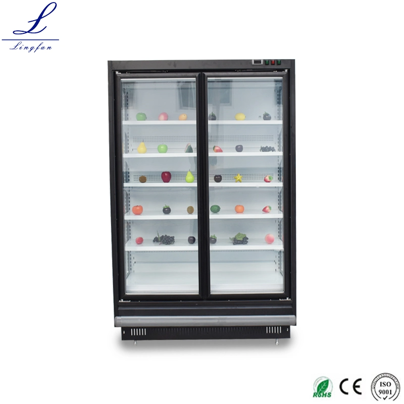 Glass Door Supermarket Diary Beverage Cold Storage Drinks Display Upright Cooler