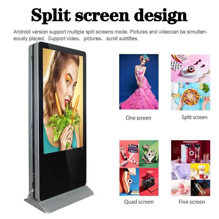 Pantalla LCD de 55 pulgadas para publicidad pantalla táctil pantalla de doble cara Monitor digital de doble cara con pantalla Totem