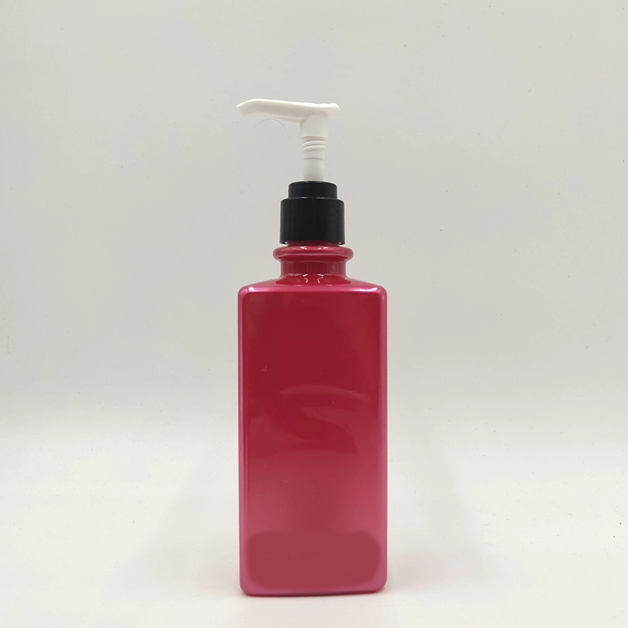 Leere Custom China Verschiedene Quadratische Form Rote Farbe Kosmetische Shampoo Flüssigseife Verpackungsflasche