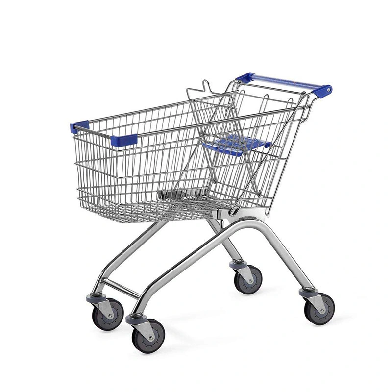 Custom Supermarket Metal Grocery Cart with Child Seats