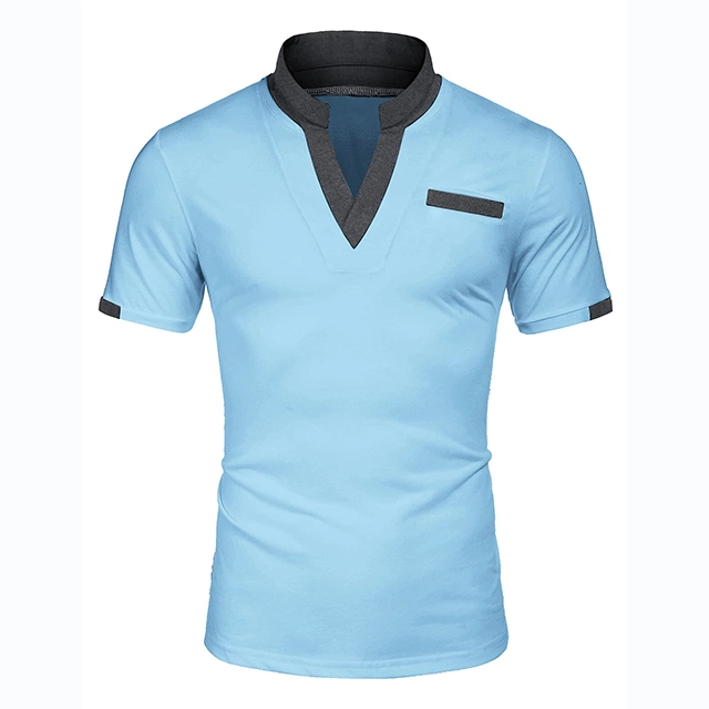 Commerce de gros custom 65% coton 35% polyester Couleur de contraste de 5% Spandex doux et confortable des hommes de l'été Polo d'affaires décontractée avec poche