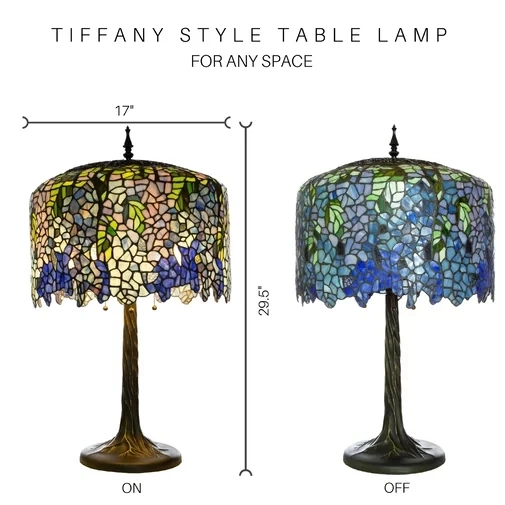 Jlt-297 Tiffany Inspired Grand Wisteria Stained Glass 29.50" Table Lamp