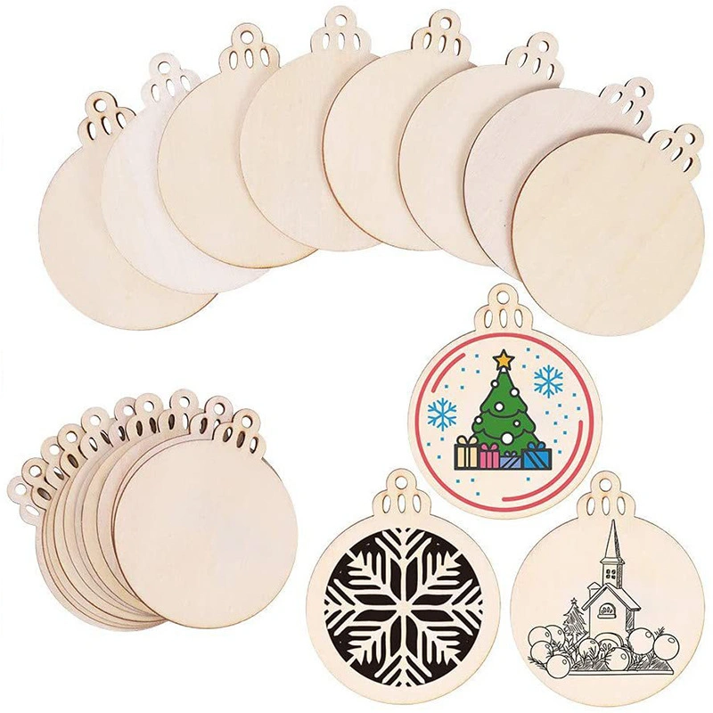 Wooden DIY Christmas Ornaments Unfinished Wood Slices Christmas Holiday Decoration Crafts