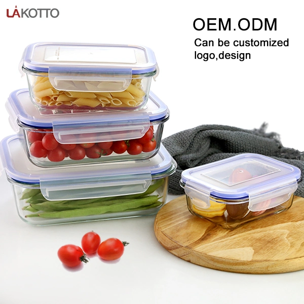 High Quality Heat Resistant Classic Glass Food Container Set of Four, Preserving Glass Container, Salad Glass Container