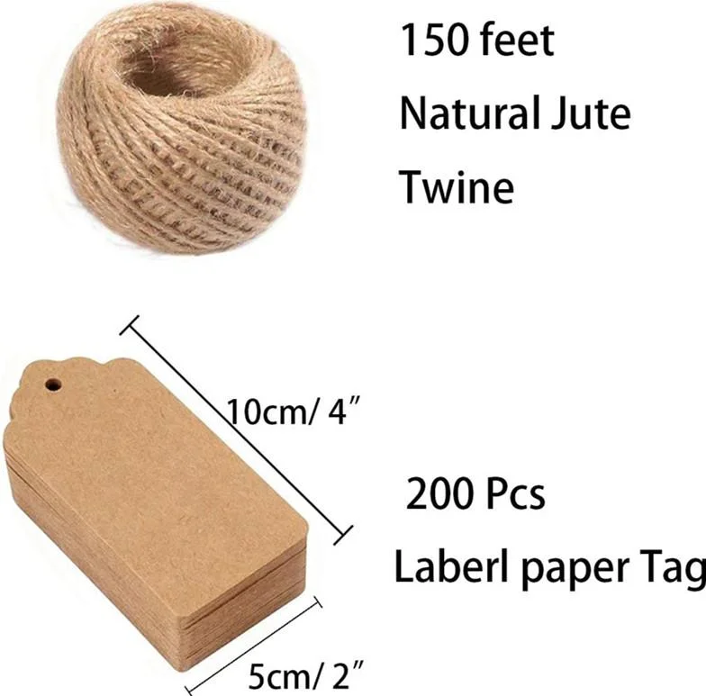 Étiquette cadeau en papier Kraft de qualité supérieure avec cordon de jute naturel