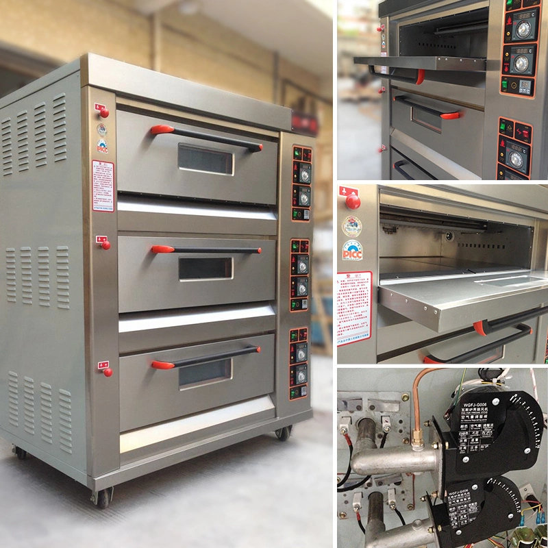 Bakery Equipment 2-Deck 4-Tray Gas Pizza Oven Baking Machine Food Machinery Food Bakery Kitchen Equipment