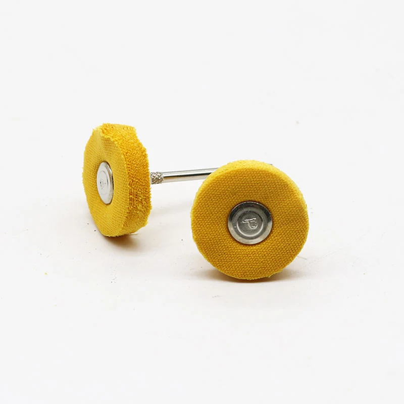 Escova de polimento montada em algodão de pano amarelo roda de polimento com haste 2,35 mm