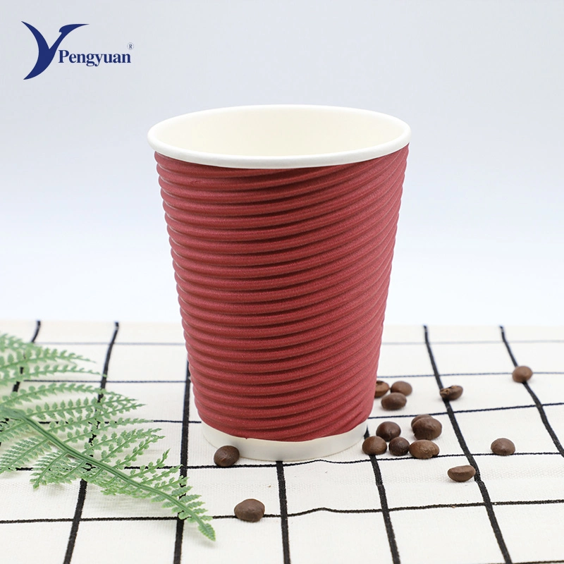 Wholesale/Supplier Colorful Promotional Ripple Wall Paper Cups with Lids