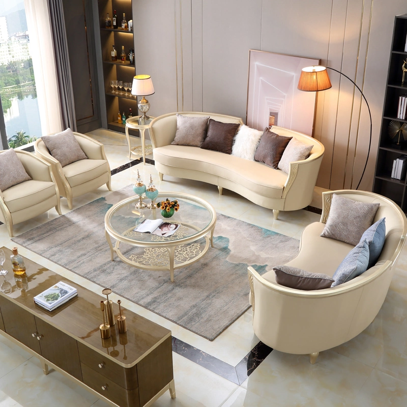 Modern Style Leder Wohnzimmer Sofas Licht Luxus-Couch Lounge Individuelle Stoff Samt Sofa Set Möbel