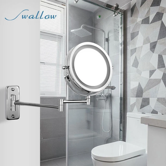 Makeup Mirrors LED Wall Mounted Extending Folding Double Side LED Light Mirror, Anti Fog Mirror