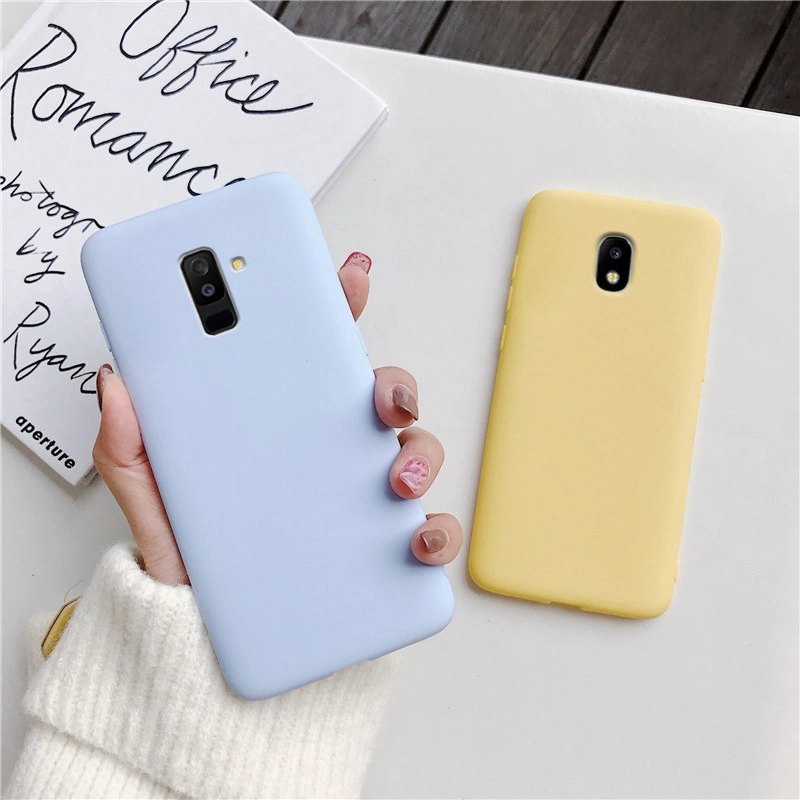 Coque de téléphone en silicone de couleur bonbon pour Samsung Galaxy J7 PRO J5 J3 2017 2016 2015 A6 A8 J8 J6 J4 Plus 2018, couverture en TPU souple mate