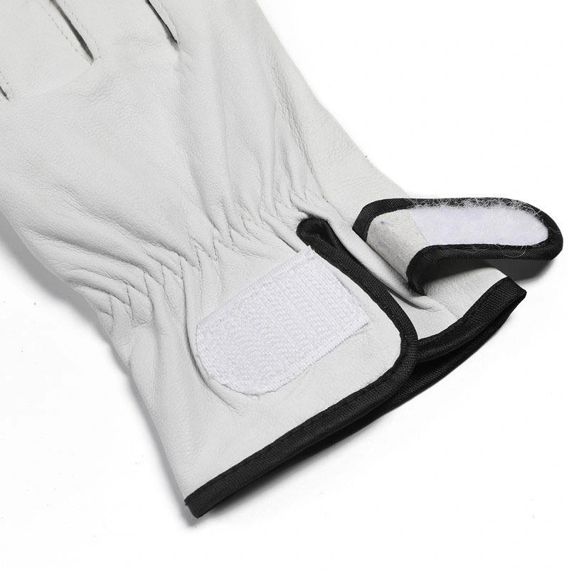 White Soft Goatskin Mechanic Welding Driver Work Anti-Scald Leather Hand Safety Gloves