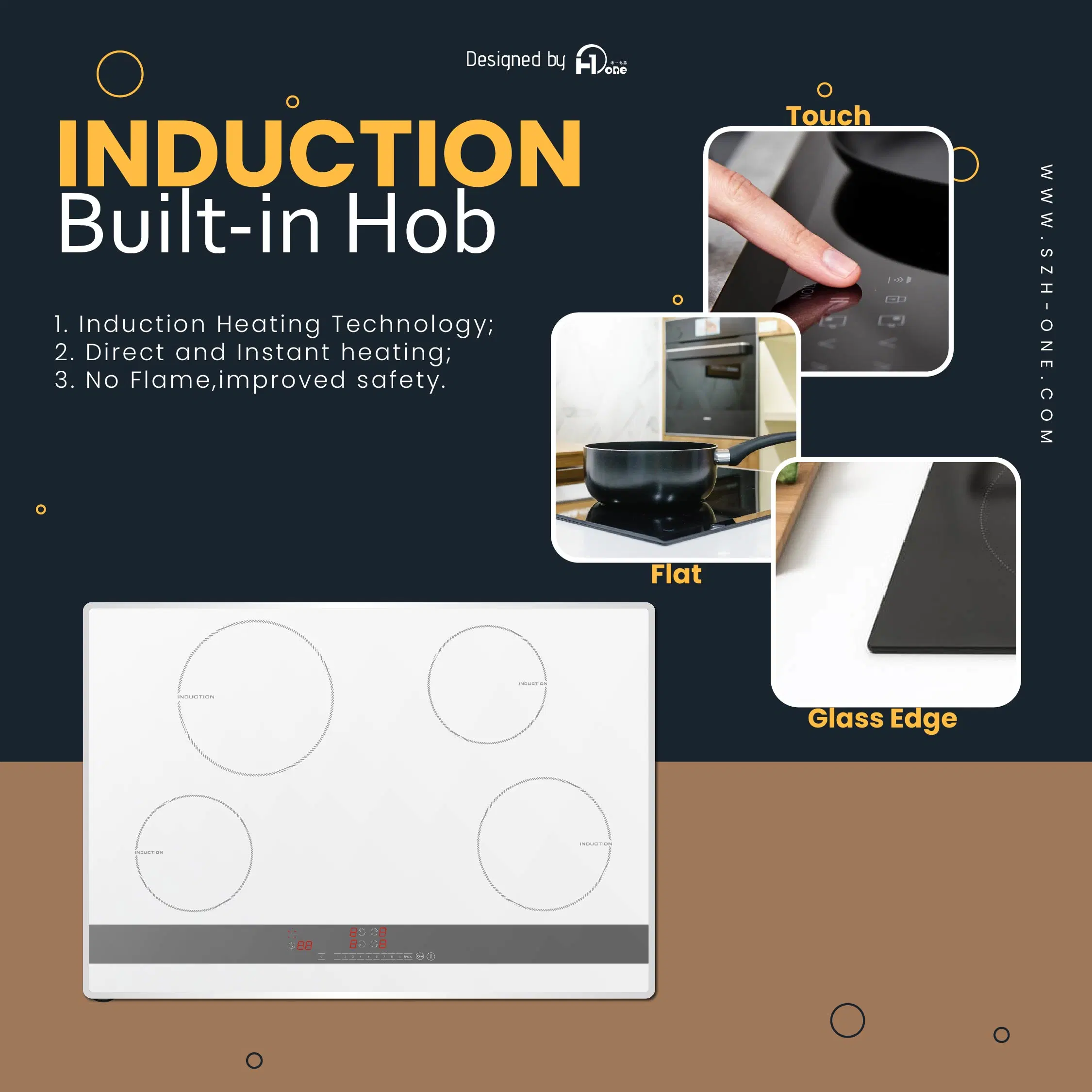 Contador 30" Inset Eletrodomésticos com 4 Elementos Cooktop de indução embutido