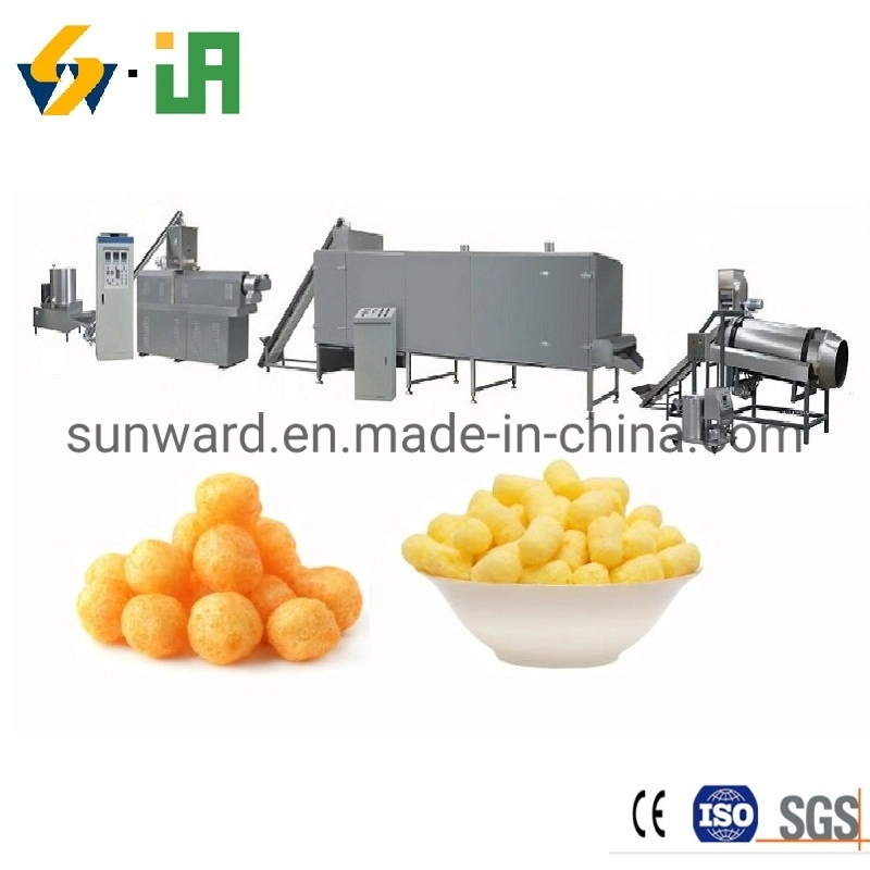 Cheese Flavored Sticks Balls and Rings Shapes Pupping Snack Chips Plant Processing Line Extrusion Equipment and Drying Machinery