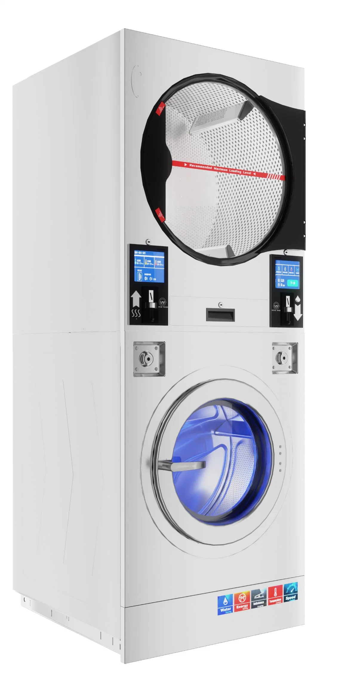 Coin Laundry Machine Stack Washer Dryer with Electric Gas Heating for Laundromat