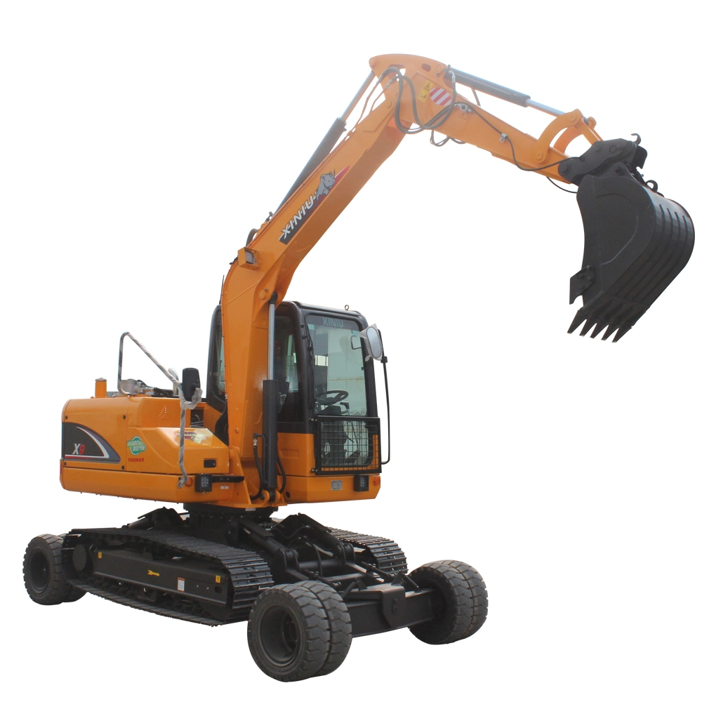 Rhinoceros Wheel-Crawler Excavator X9 with Breaker, Gripper, Auger