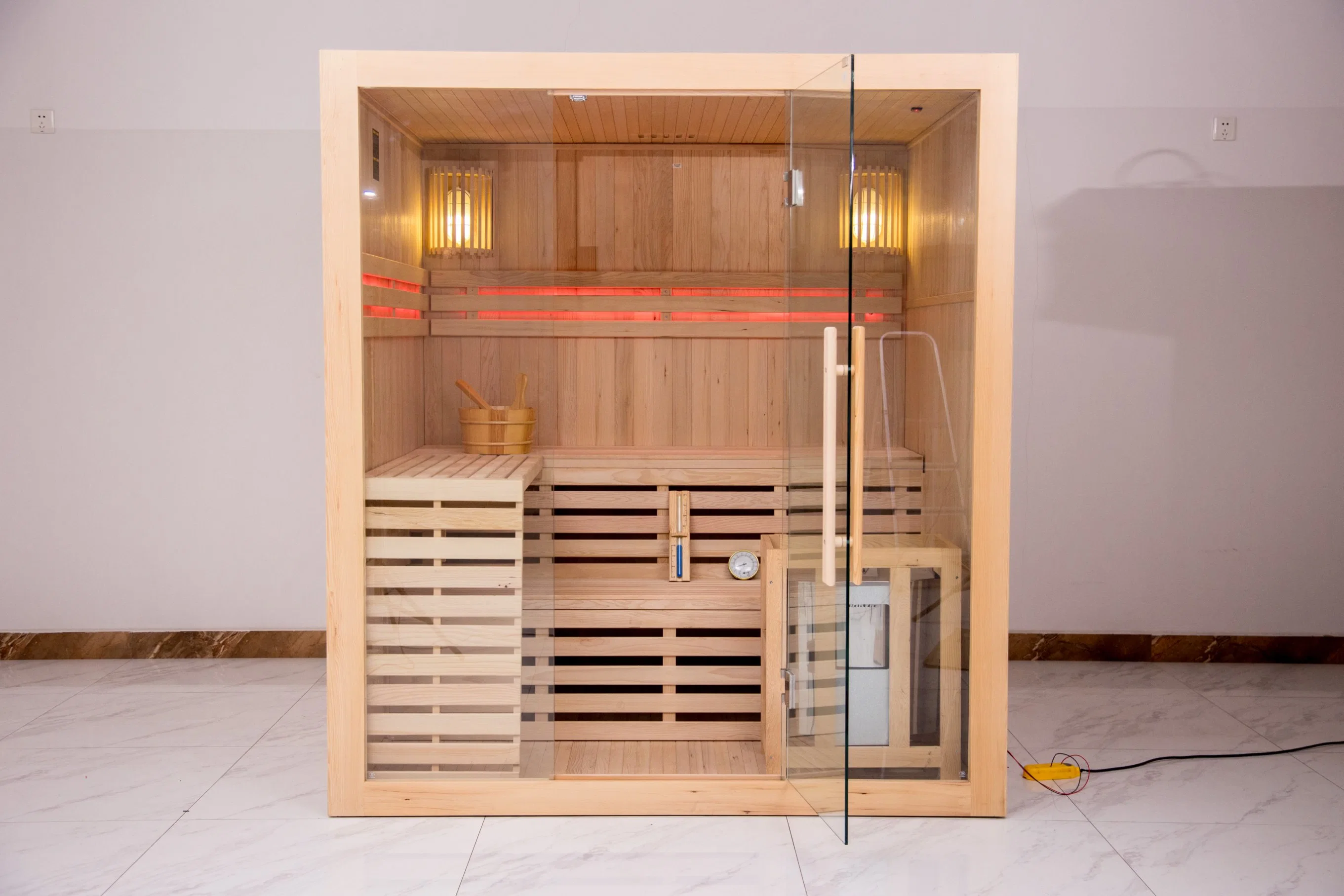 Precio de mayorista en el exterior de madera sauna de infrarrojos calefacción Habitación con sauna y la piedra
