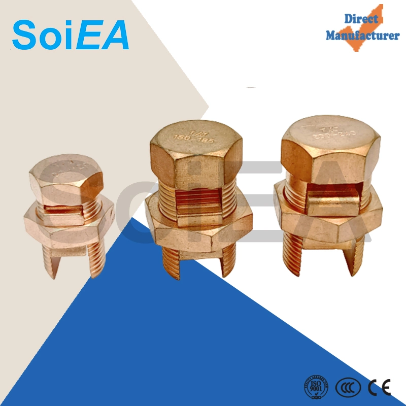 Bronze Split Bolt Earth Rods and Accessories Copper Coated Bolt Connector Hexagonal Bolt Brass Stud Split Bolts Grounding Clamp