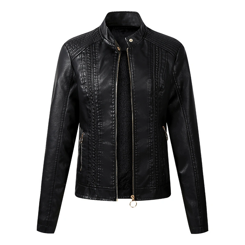 Long Sleeve Women's Black Leather Jacket PU Leather Clothes Women's Short Leather Coat Women's Jacket Motorcycle Apparel