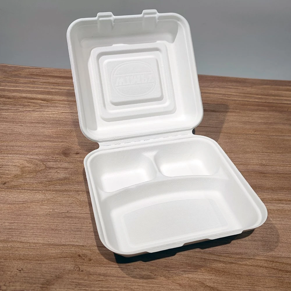 2022 10 Inch Molded Pulp Sugarcane Bagasse Clamshell Take Away Burger Box