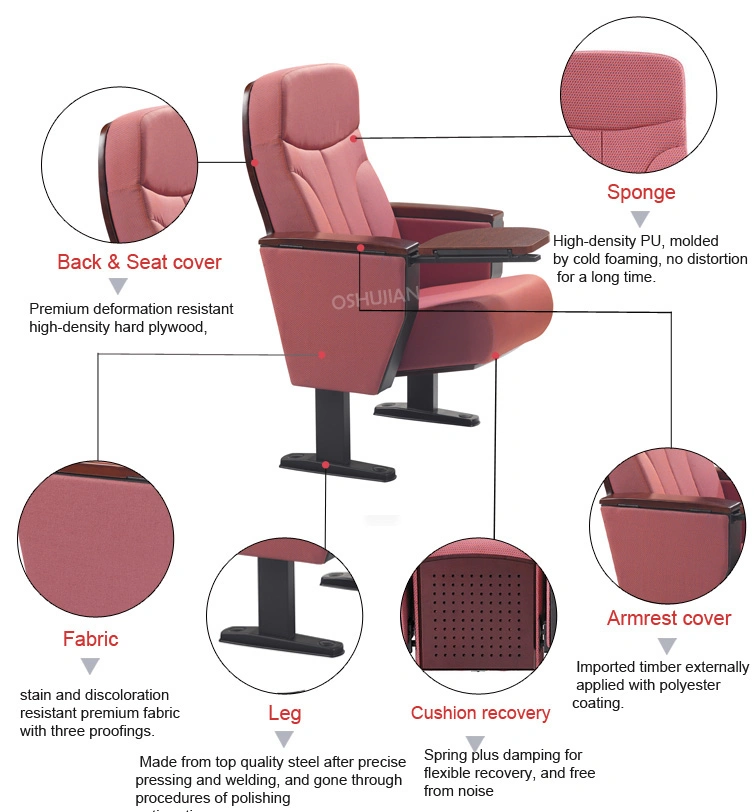 Precio de fábrica Tamaño metálico Sillas de Recepción Conferencia del Hospital de la Escuela de la Iglesia Silla Sala de la Iglesia silla Cine Teatro silla Auditorium silla