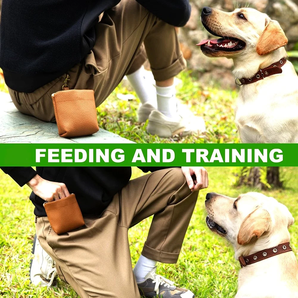 New Design Pet Products PU Leather Pet Training Bags out Walking Dog Food Bags Custom Logo Pet Training Bags Pet Carrier