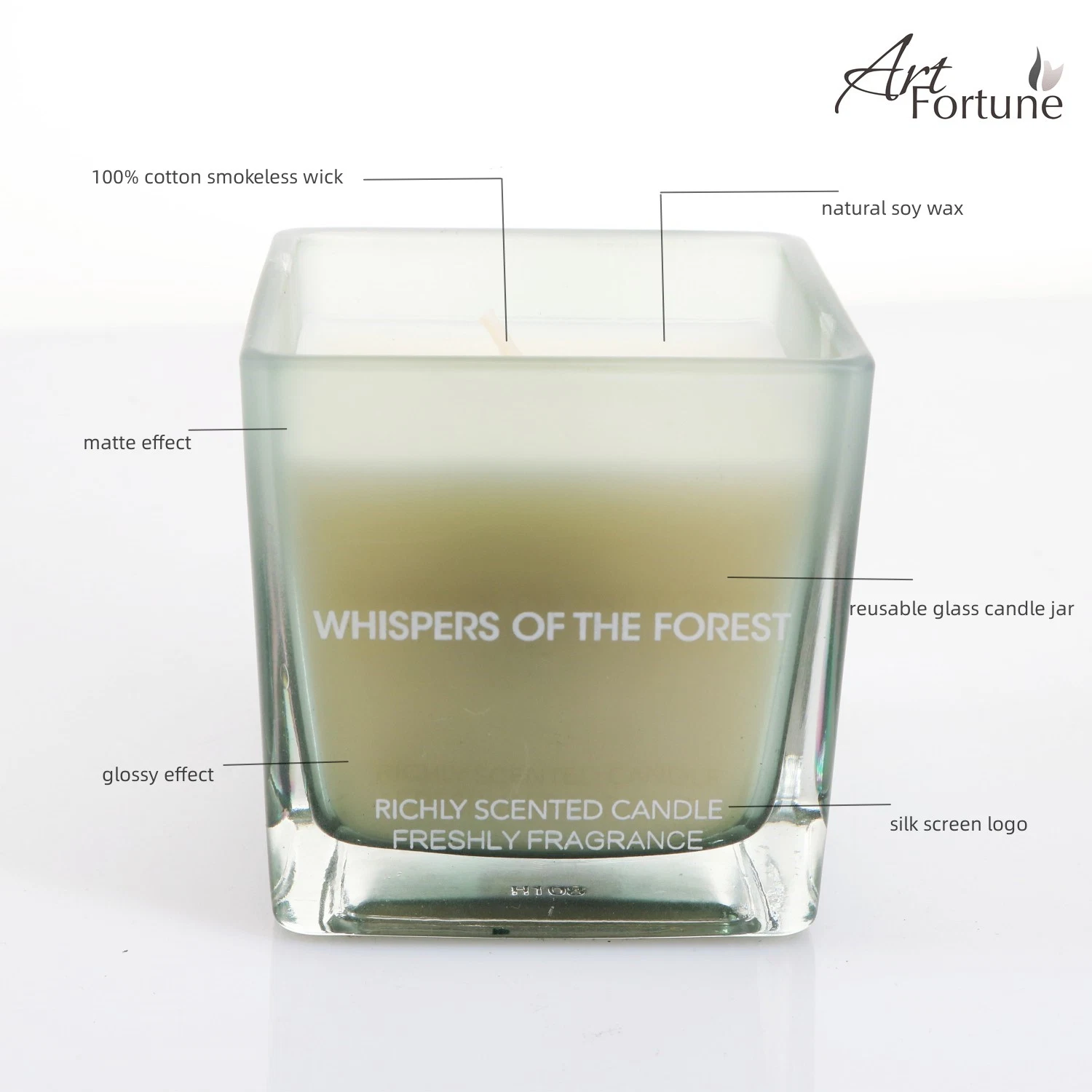 Wholesale/Supplier Square Glass High quality/High cost performance Soybean Wax Scented Candle for Home Fragrance