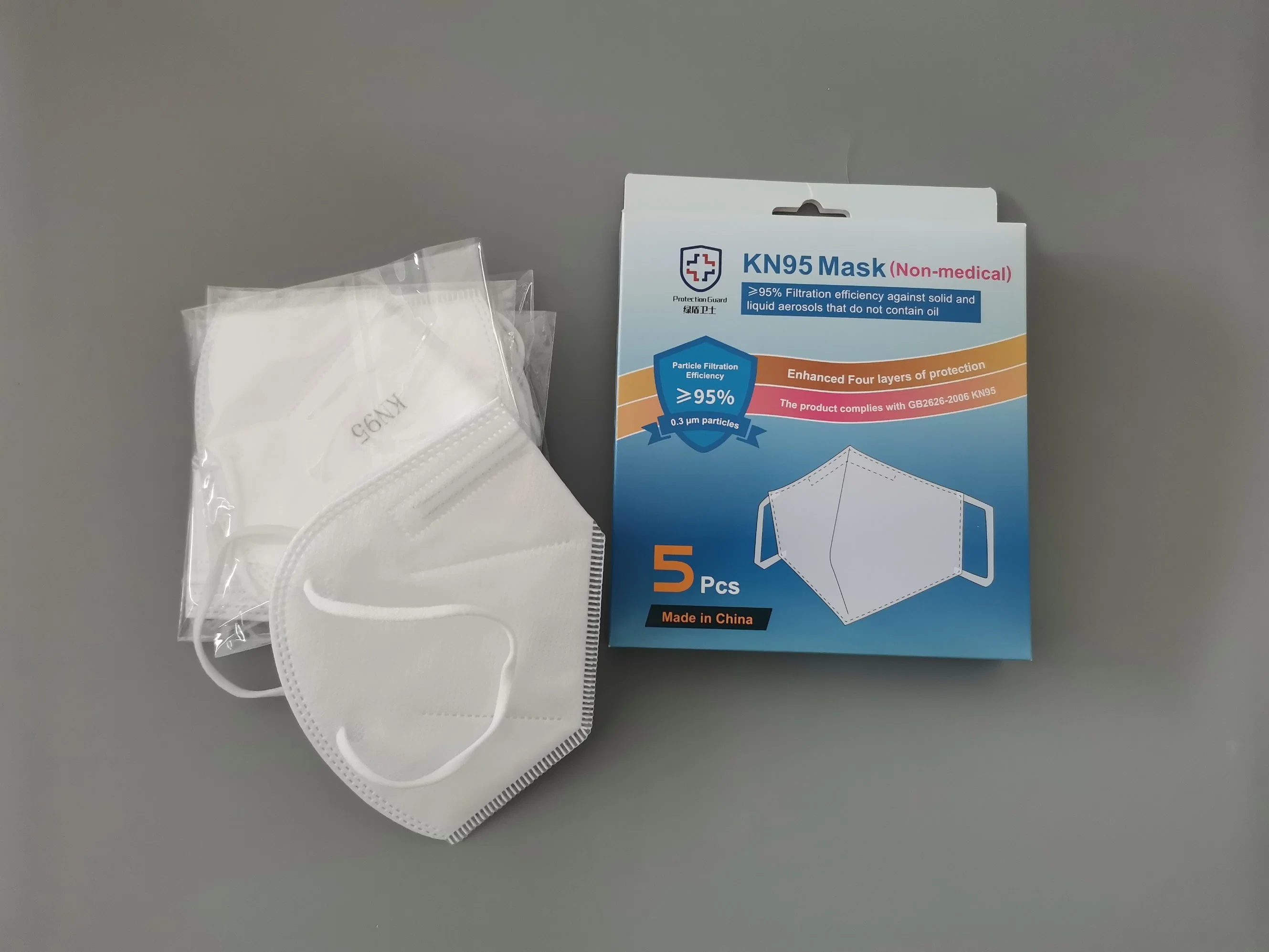 China White List Supplier Nonwoven Non-Sterilized Disposable 4-Ply Face Mask KN95