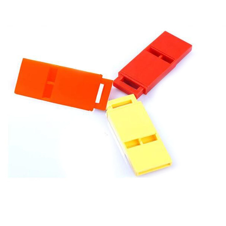 Different Designs Shapes Outdoor Survival Cheer Leading Usage Cheap Custom Print Wholesale/Supplier Colorful Flat Plastic Whistle