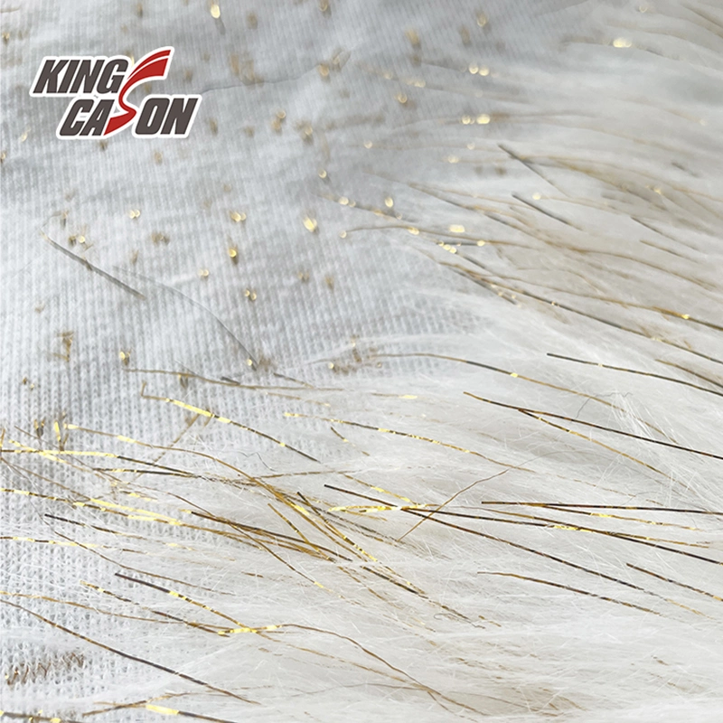 Kingcason ODM OEM Free Sample 7cm Gold Line Faux Fur Fabric for Home Textile