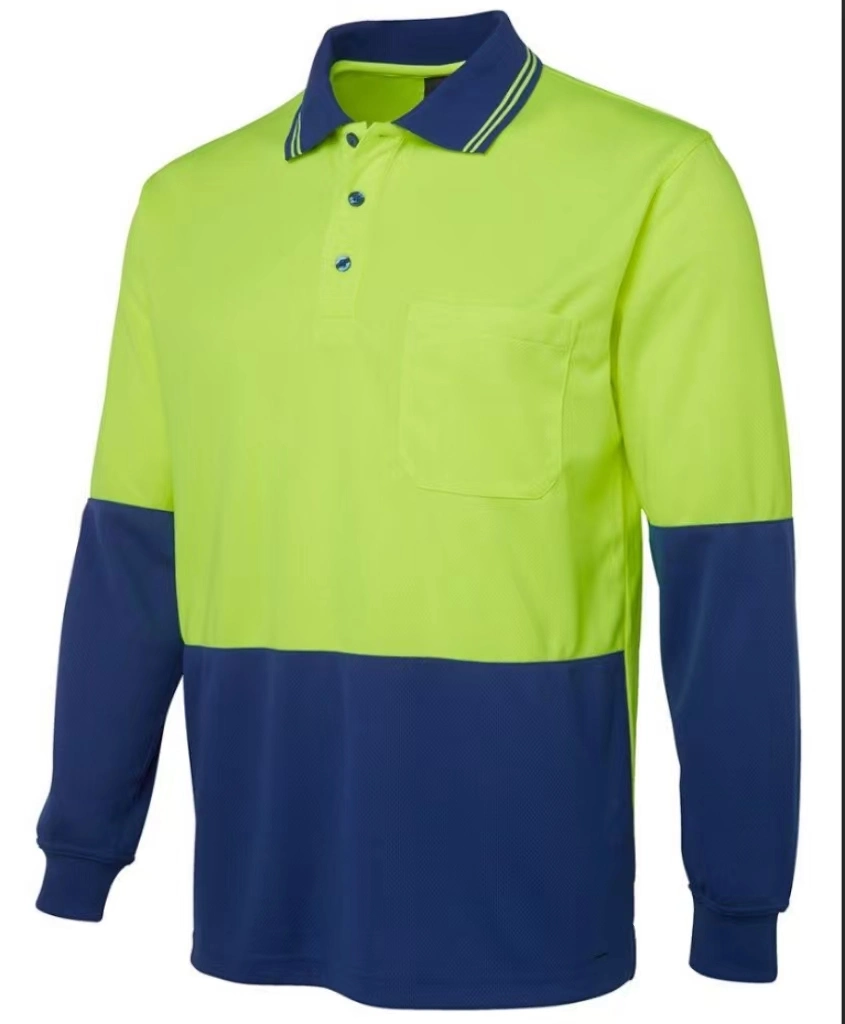 Armor Mens Hi Vis Long Sleeve Polo Shirt Workwear Contrast Quick Dry New Design