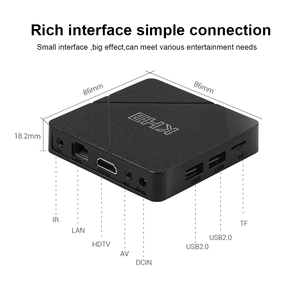 Android 10.0 Mecool Kh3 Android TV Box 2GB 16GB Allwinner H313 Quad Core 2.4G WiFi 100m LAN Hdr 3D Smart TV Box for Home Movies