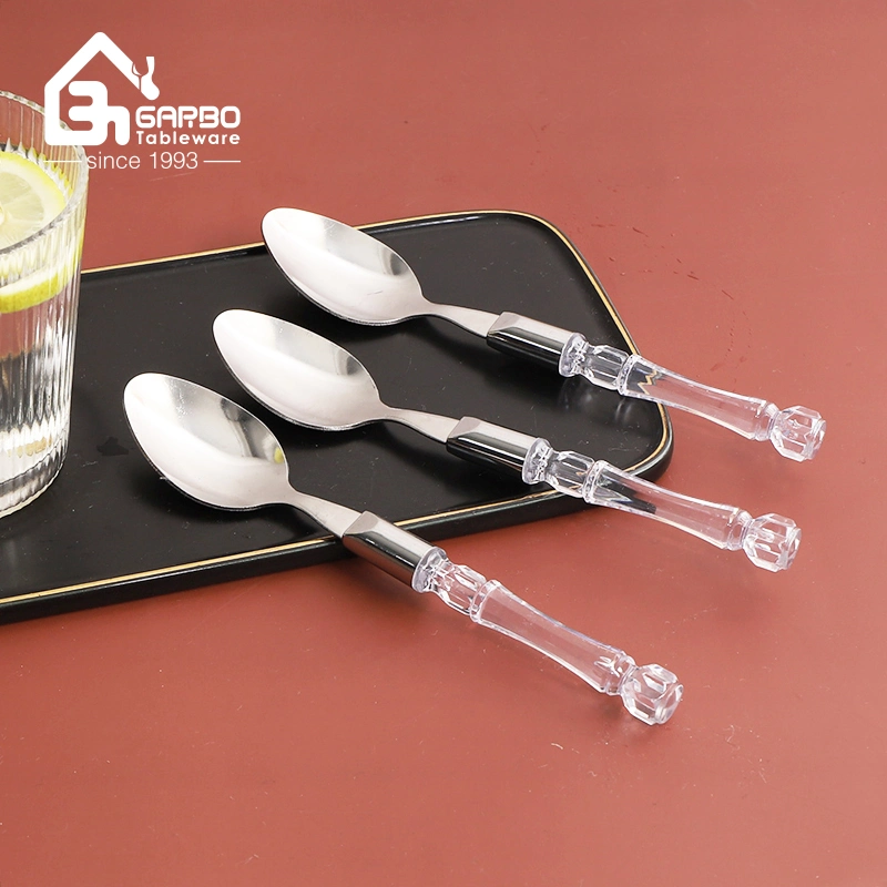 410 Stainless Steel Dinner Spoon Hot Selling Cutlery with PS Plastic Handles S/S Dinner Spoon Silver Flatware