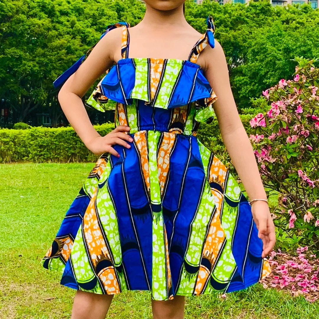 New Girls Slip Dress African Print Short Dresses Cute Kids Clothing