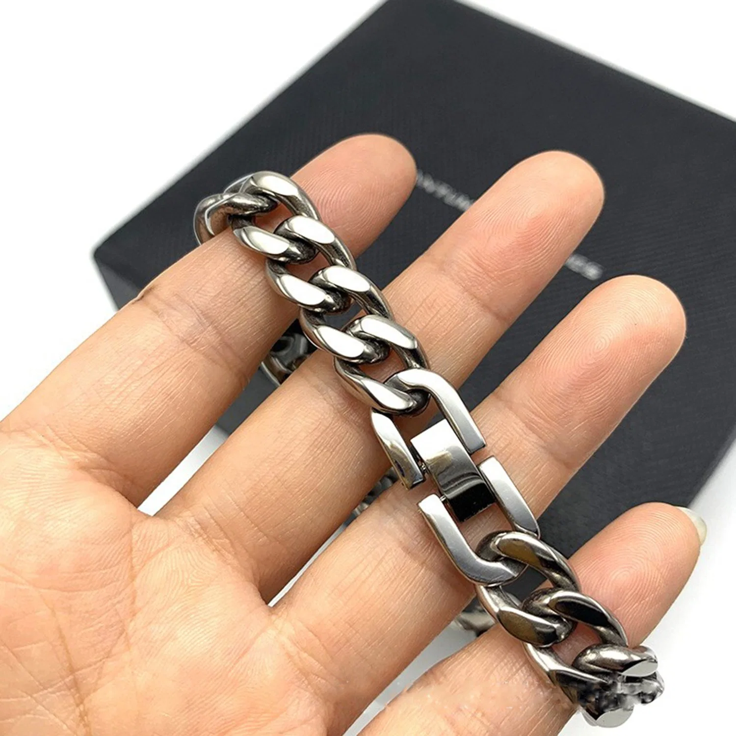 Bracelet chaîne en denim 100 % titane gras 10.5 poli à la main Ultra Light Wrap Chain Rust Free Fashion Hip Hop pour Homme Accessoires Tinl2386