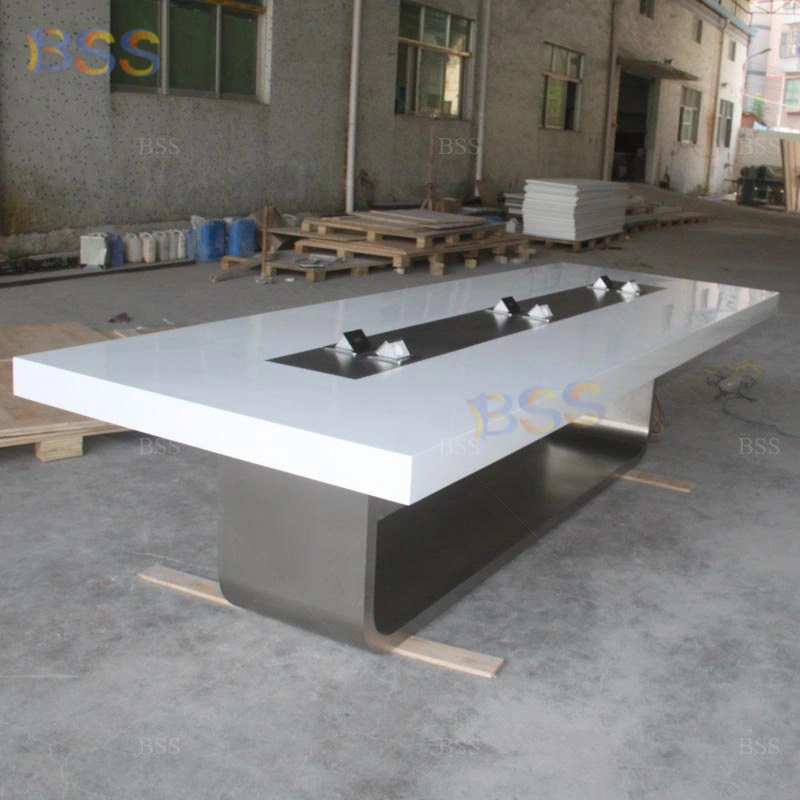 Business Meeting Table Design White Marble Rectangular Modern Contemporary Office Meeting Room Table Design