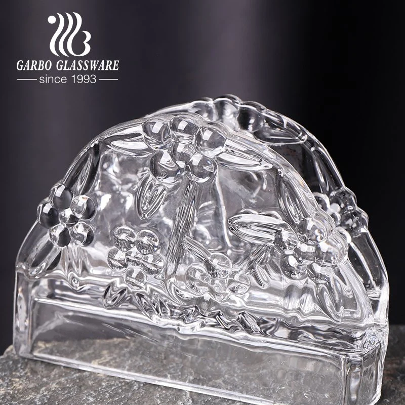 Engraved Design Glass Napkin Holder Different Shapes Clear Table Decor Napkin Holder for Home Restaurant Hotel