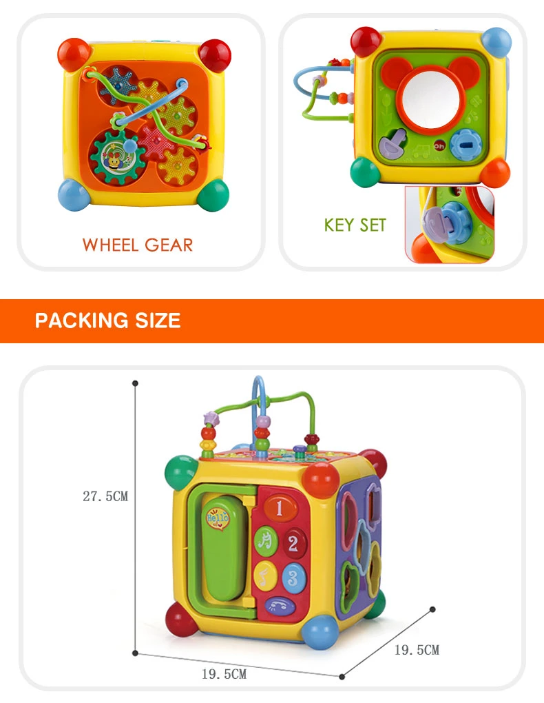 18-36 Month Interactive Learning Baby Multifunction Musical Intelligence Activity 3D Cube Toy