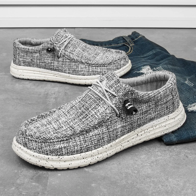 New Arrival Men's Denim Fabric Canvas Loafers Male Walking Shoes