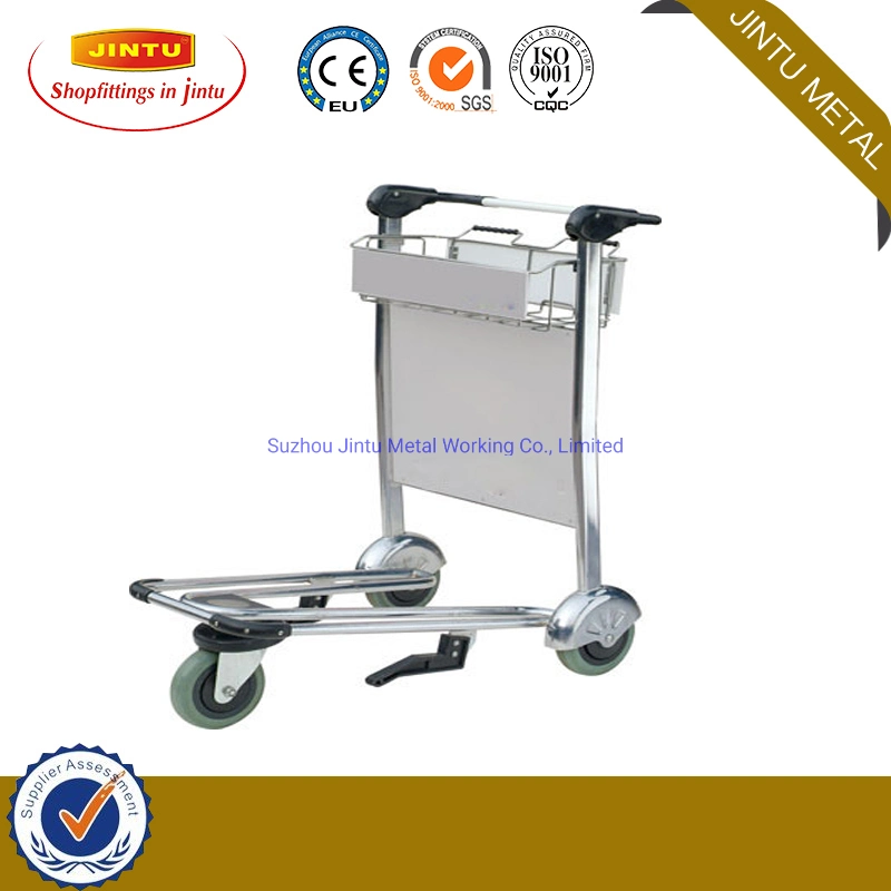 Stainless Steel Airport Trolley/Airport Luggage Trolley with Three Wheels/Baggage Trolley