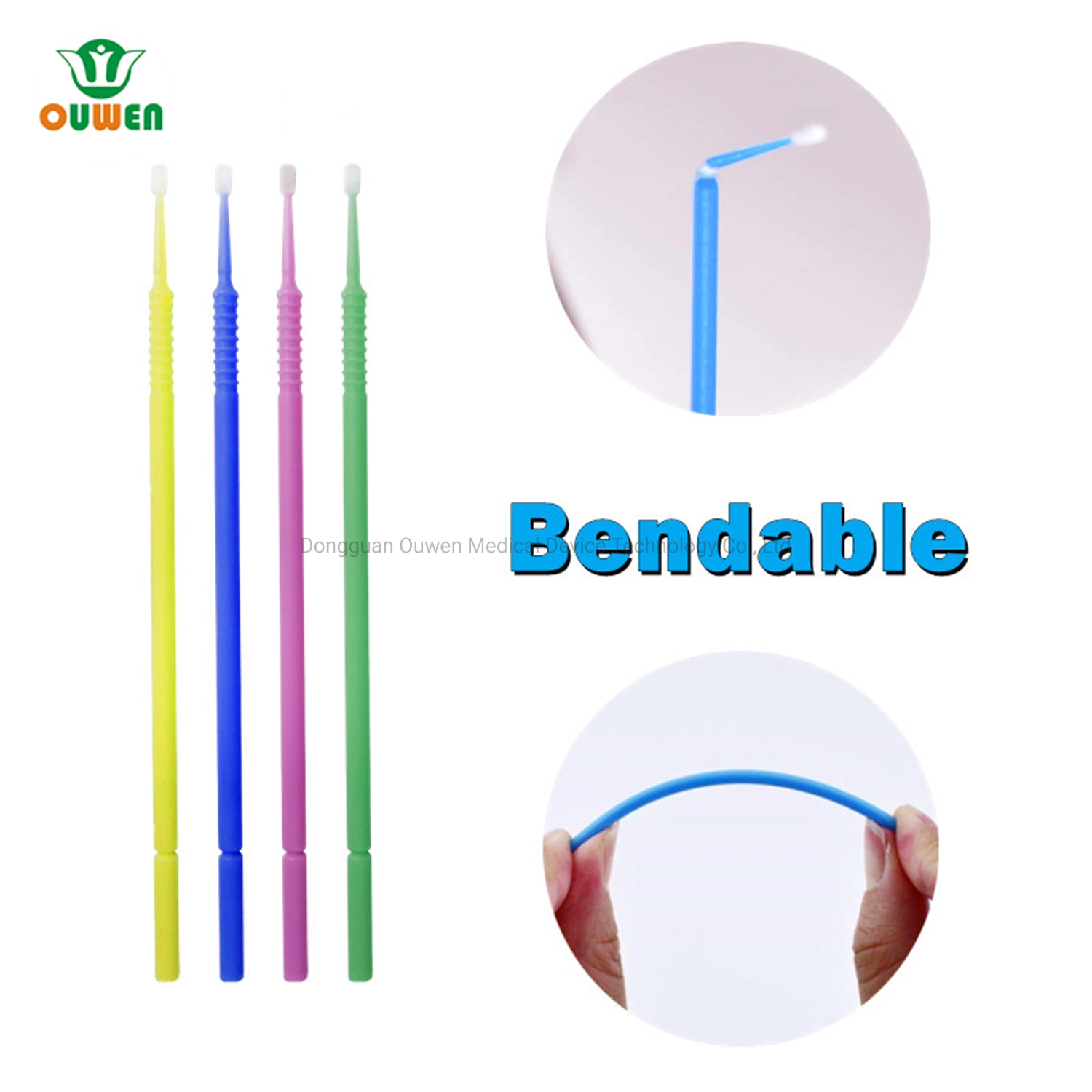 Ouwenfactory Directsale ISO13485/CE/FDA Bendable Disposable Dental Microbrush 1.2mm/1.5mm/2.0mm/2.5mm Applicator Stick