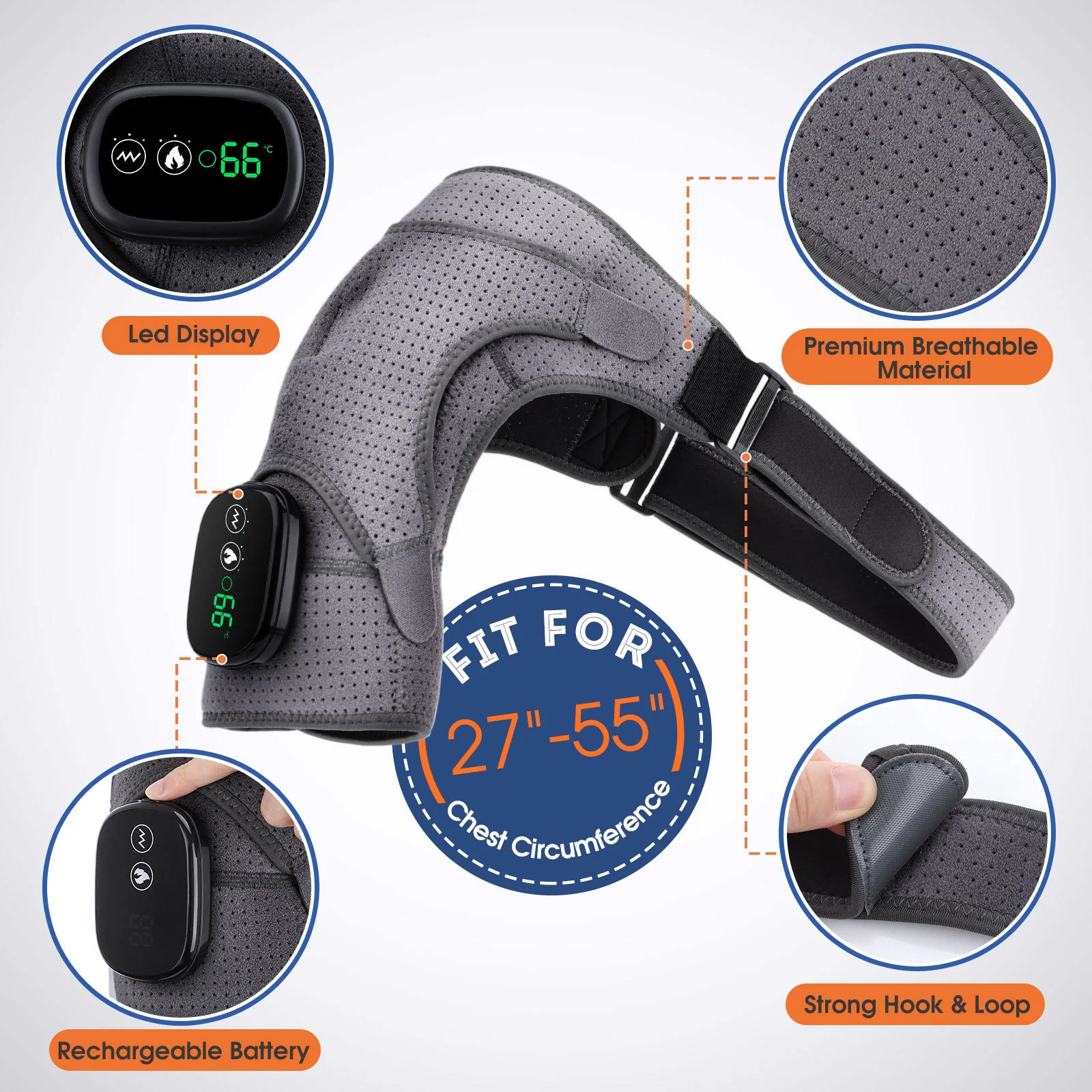 Wholesale/Supplier Physiotherapy USB Rechargeable Heated Adjustable Massage Electric Shoulder Support