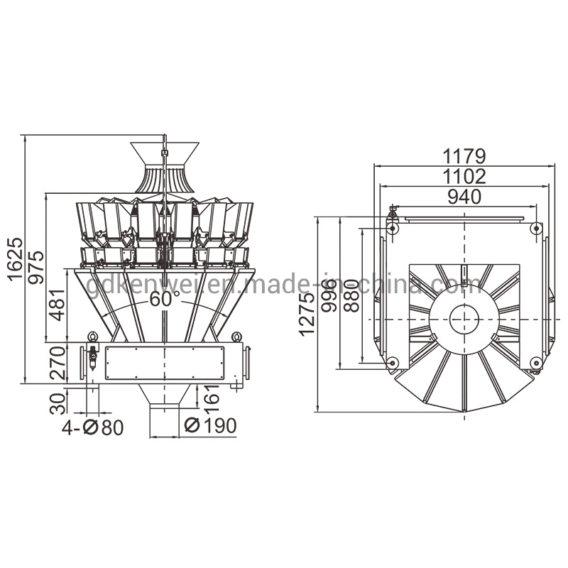 14 Head Waterproof Multihead Weigher Machine 10~1500g for Frozen Food