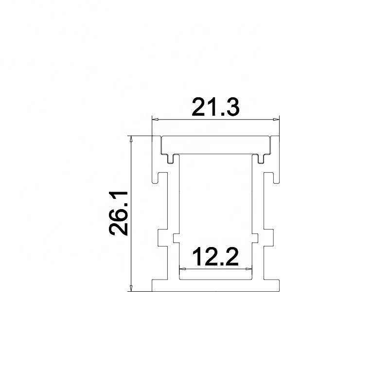 2m empotrable de suelo para tiras de perfiles de aluminio mate, difusor, para un máximo de 12mm de ancho de Gaza, 26,1mm de profundidad