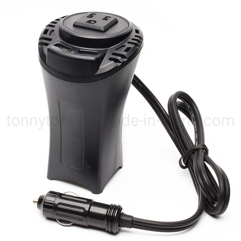 150watt Portable DC 12V to AC 110V 220V Car Power Inverter Cup Shape Dual USB Battery Car Charger